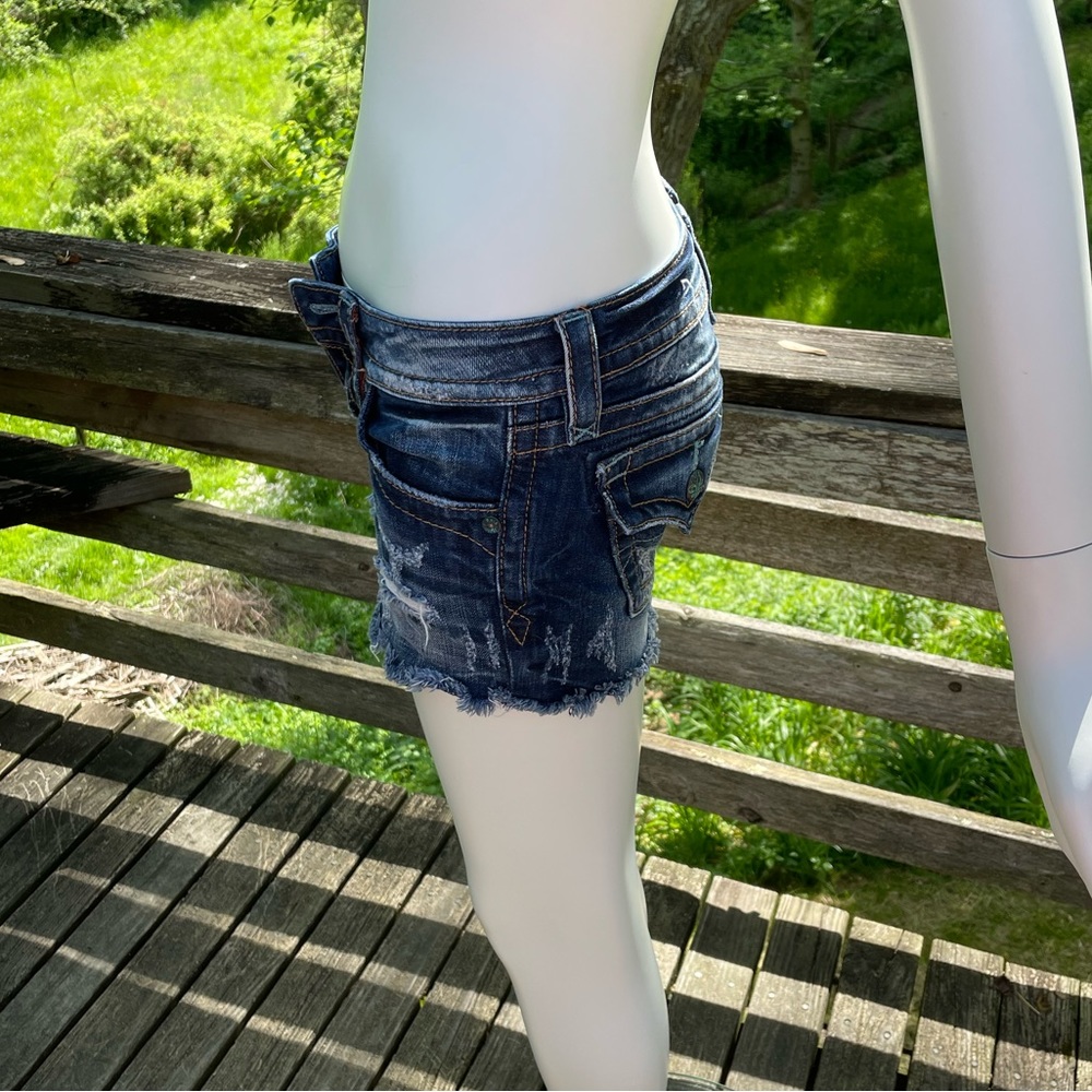 Rock Revival Jessica Blue Jean Shorts Size 25 - Picture 3 of 12